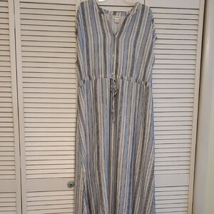 Kate and Lily Striped V-Neck Maxi Dress, Size 2X